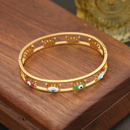 Stainless Steel Bangle, 304 Stainless Steel, fashion jewelry & for woman & with rhinestone, gold 