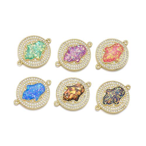 Cubic Zirconia Micro Pave Brass Connector, with Opal, plated, DIY & micro pave cubic zirconia 