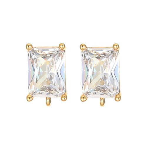 Clou boucle d'oreille en laiton, Placage, styles différents pour le choix & pavé de micro zircon & émail, doré, Vendu par paire[