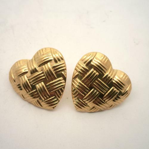 Stainless Steel Earring Stud Component, 304 Stainless Steel, Heart, DIY, golden 