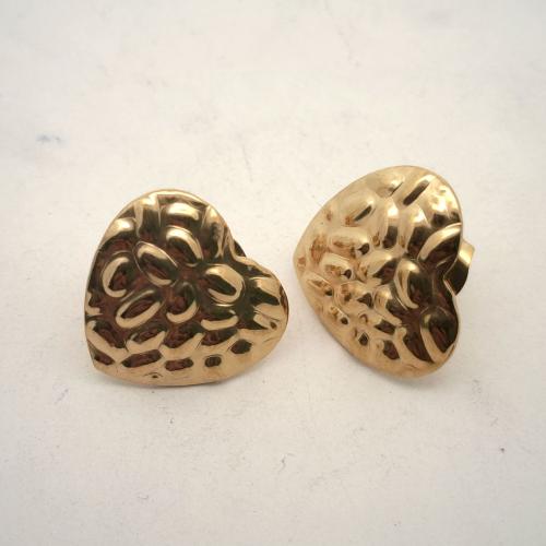 Stainless Steel Earring Stud Component, 304 Stainless Steel, Heart, DIY, golden 