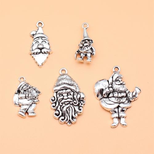 Zinc Alloy Christmas Pendants, Santa Claus, antique silver color plated, DIY [