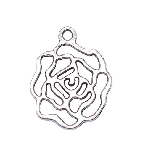 Zinc Alloy Flower Pendants, antique silver color plated, DIY & hollow [