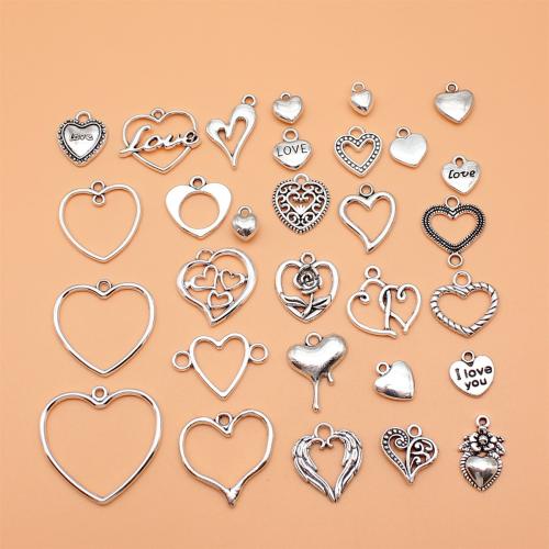 Zinc Alloy Heart Pendants, antique silver color plated, DIY [