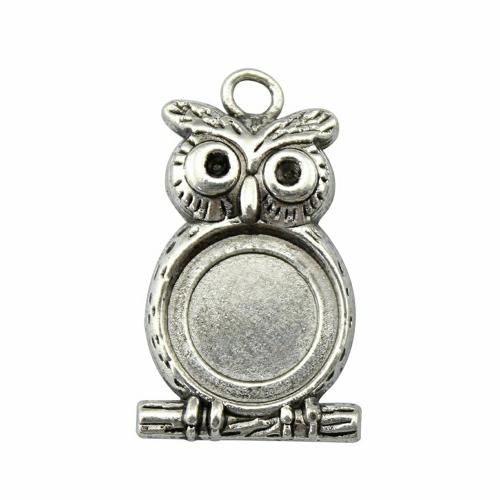 Zinc Alloy Pendant Cabochon Setting, Owl, antique silver color plated, DIY, inner mm [