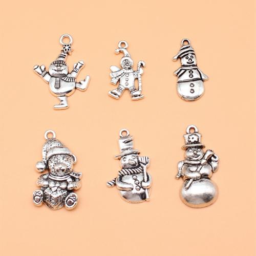 Zinc Alloy Christmas Pendants, Snowman, antique silver color plated, DIY 