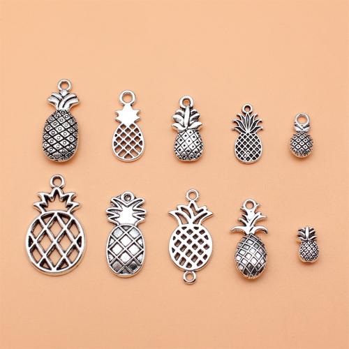 Zinc Alloy Fruit Shape Pendants, Pineapple, antique silver color plated, DIY [