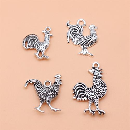 Pendentifs animaux en alliage de zinc, poulet, Plaqué de couleur d'argent, DIY é, Vendu par fixé