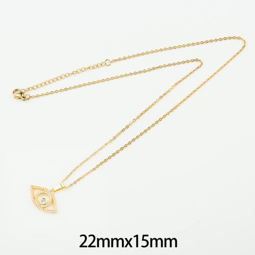 Brass Jewelry Necklace, 304 Stainless Steel, with Brass, plated, micro pave cubic zirconia & for woman, golden Approx 50 cm 