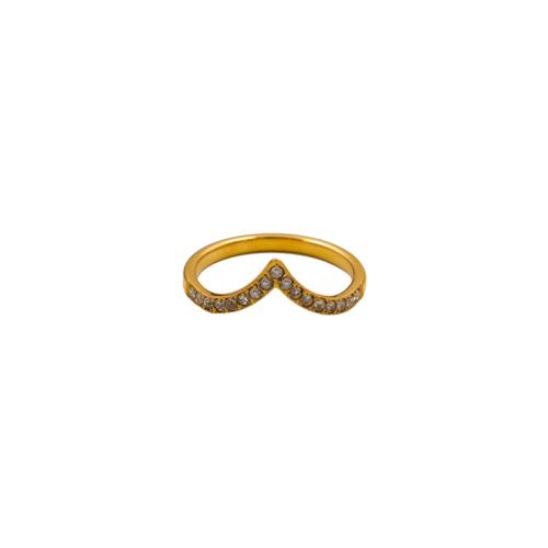 Partículas de acero anillo, Letra V, chapado, para mujer & con diamantes de imitación, más colores para la opción, tamaño:7, Vendido por UD[