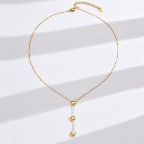 Acier titane collier, avec 2inch chaînes de rallonge, coeur, Placage, bijoux de mode & pour femme, plus de couleurs à choisir Environ 15.7 pouce, Vendu par PC