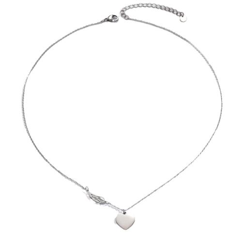 Acier titane collier, avec 2inch chaînes de rallonge, coeur, Placage, bijoux de mode & pour femme & creux, plus de couleurs à choisir Environ 15.7 pouce, Vendu par PC