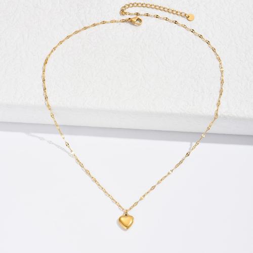 Partículas de acero collar, con 2inch extender cadena, Corazón, chapado en color dorado, Joyería & para mujer, longitud:aproximado 15.7 Inch, Vendido por UD