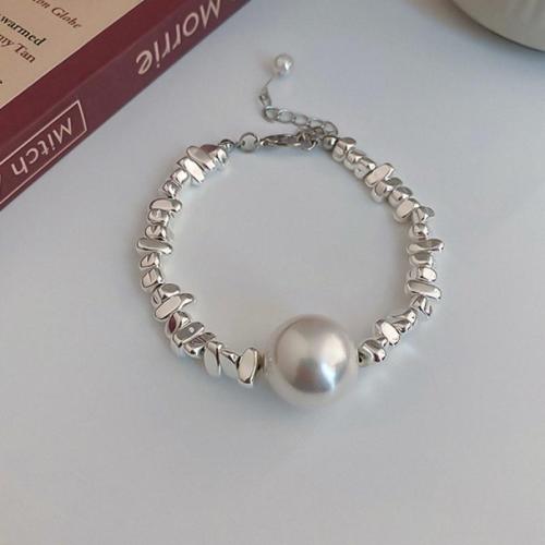 ensembles de bijoux de mode en alliage zinc, alliage de zinc, avec Shell Pearl, avec 5cm chaînes de rallonge, styles différents pour le choix & pour femme, argent Environ 40 cm, Environ 18 cm, Vendu par PC[