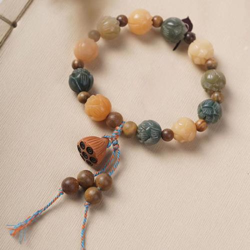 Multi - gemstone Bracelet, with Bodhi Wood Beads, fashion jewelry & Unisex 8cm [