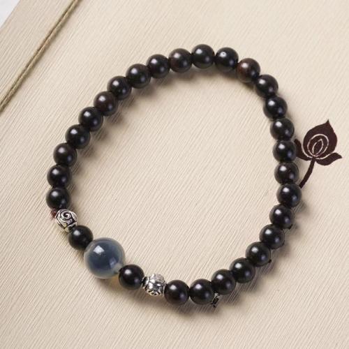 Schwarz Sandelholz Armband, mit Achat, Modeschmuck & unisex, Diameter: 8cm, verkauft von PC[