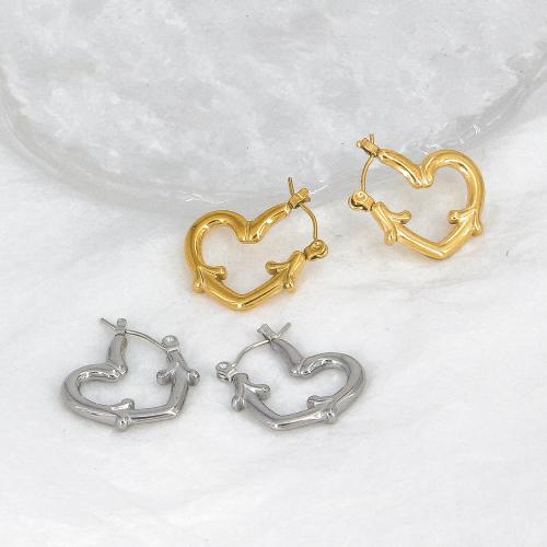 Stainless Steel Leverback Earring, 304 Stainless Steel, Heart, Vacuum Ion Plating, fashion jewelry & for woman 