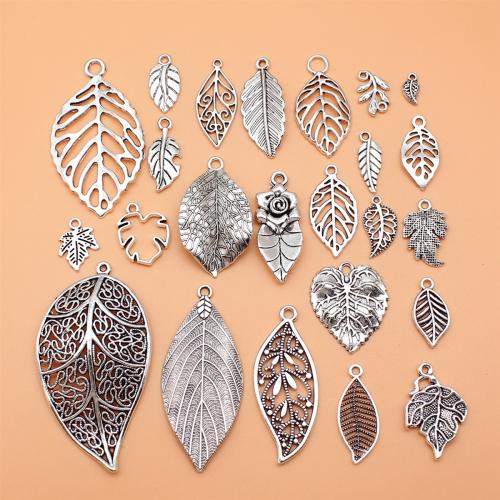 Zinc Alloy Leaf Pendants, antique silver color plated, DIY [