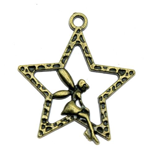 Zinc Alloy Star Pendant, antique bronze color plated, DIY [