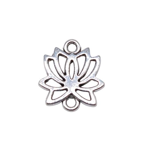 Zinc Alloy Charm Connector, Flower, antique silver color plated, DIY & 1/1 loop & hollow [