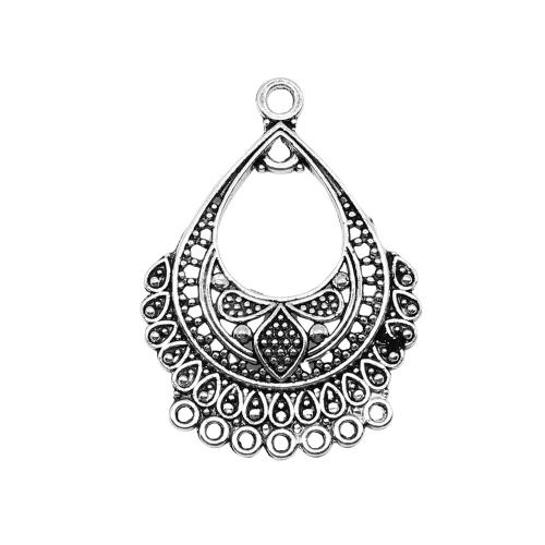 Zinc Alloy Charm Connector, Teardrop, antique silver color plated, DIY & 1/7 loop [