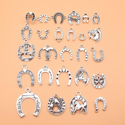 Zinc Alloy Jewelry Pendants, Horseshoes, antique silver color plated, DIY 