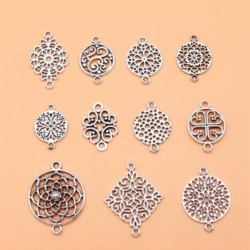 Zinc Alloy Charm Connector, Flower, antique silver color plated, DIY & 1/1 loop [