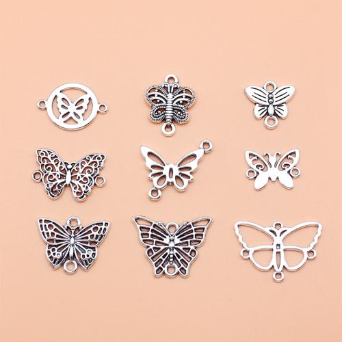 Zink Legierung Anhänger Verbinder, Zinklegierung, Schmetterling, antik silberfarben plattiert, DIY, 9PCs/setzen, verkauft von setzen