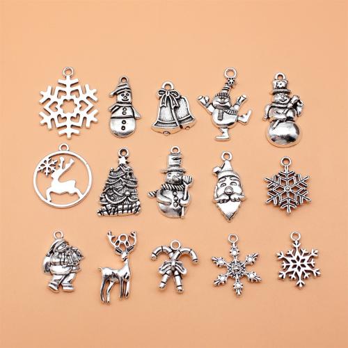 Colgantes de Navidad de aleación de cinc, aleación de zinc, chapado en color de plata antigua, Diseño de Navidad & Bricolaje, 15PCs/Set, Vendido por Set[