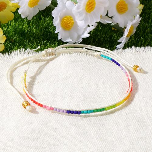 Bracelets Bijoux en verre, Seedbead, avec Fil de coton, Réglable & pour femme, multicolore cm, Vendu par PC