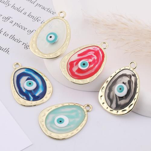 Zink-Legierung Evil Eye Anhänger, Zinklegierung, goldfarben plattiert, DIY & böser Blick- Muster & Emaille, keine, 39x28mm, 10PC/Tasche, verkauft von Tasche[