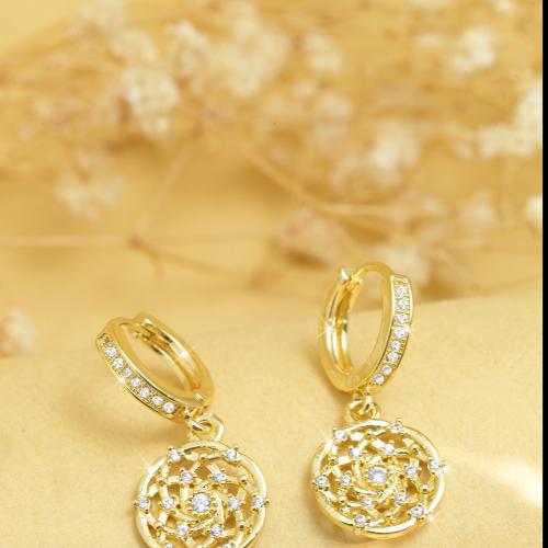 Cubic Zirconia Micro Pave Brass Earring, gold color plated & micro pave cubic zirconia & for woman 