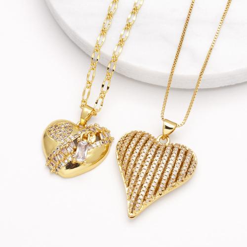 Collier en laiton cubique Zircon Micro Pave, Placage de couleur d'or, bijoux de mode & modèles différents pour le choix & pavé de micro zircon, doré, Vendu par PC