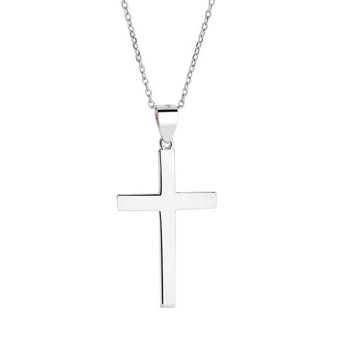 Collier de bijoux en argent , argent sterling 925, croix, pour femme, couleur platine Environ 41-50 cm, Vendu par PC