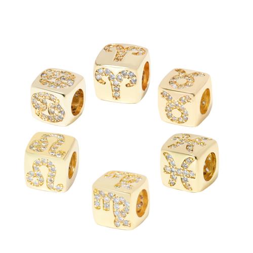 Cuentas Zirconia micro pavimenta cúbicos, metal, chapado, joyas constelación & Bricolaje & diferentes patrones para la opción & micro arcilla de zirconia cúbica & para mujer, dorado, Vendido por UD