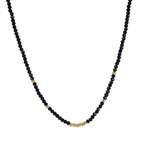 Collier de bijoux de titane, Acier titane, avec 5cm chaînes de rallonge, fait à la main, pour femme & avec strass, noire cm, Vendu par PC