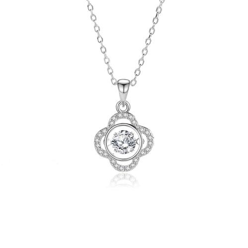 Cubic Zirconia Micro Pave Sterling Silver Necklace, 925 Sterling Silver, with 5cm extender chain, fashion jewelry & micro pave cubic zirconia & for woman Approx 40 cm 