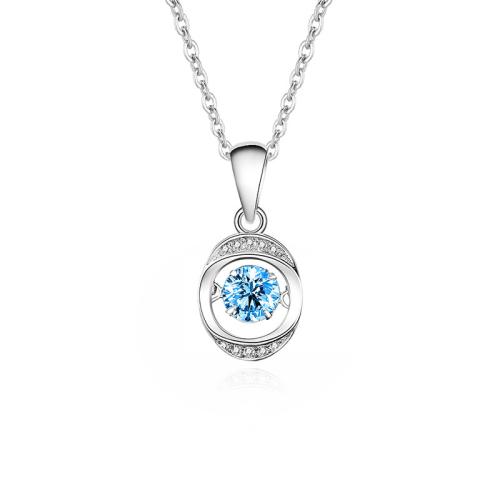 Cubic Zirconia Micro Pave Sterling Silver Necklace, 925 Sterling Silver, with 5cm extender chain, fashion jewelry & micro pave cubic zirconia & for woman Approx 40 cm 