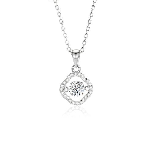 Cubic Zirconia Micro Pave Sterling Silver Necklace, 925 Sterling Silver, with 5cm extender chain, fashion jewelry & micro pave cubic zirconia & for woman Approx 40 cm 