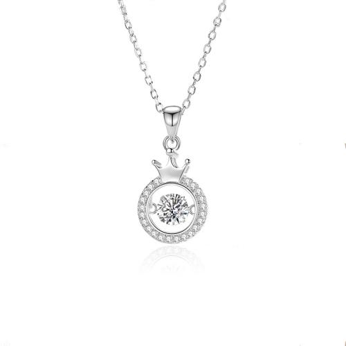 Cubic Zirconia Micro Pave Sterling Silver Necklace, 925 Sterling Silver, with 5cm extender chain, fashion jewelry & micro pave cubic zirconia & for woman Approx 40 cm 