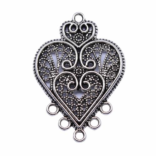 Zinc Alloy Charm Connector, Heart, antique silver color plated, DIY & 1/5 loop [