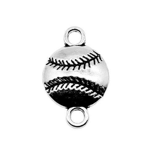 Zinc Alloy Charm Connector, Baseball, antique silver color plated, DIY & 1/1 loop [