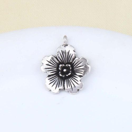 Brass Flower Pendants, silver color plated, DIY 