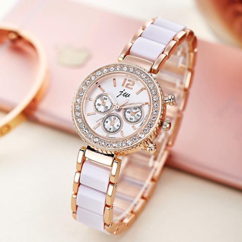 Fashion Watch Bracelet, 304 Stainless Steel, with Glass, fashion jewelry & Chinese movement & for woman & waterproof, rose gold color, Dial straight diameter about 2.09cm, thickness about 0.7cm; Strap about 1.3cm. Approx 18 cm [