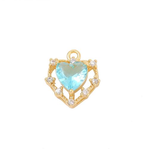 Colgante de Micro Pavé de Zirconía Cúbica, metal, Corazón, chapado en oro real, Bricolaje & micro arcilla de zirconia cúbica, más colores para la opción, Vendido por UD