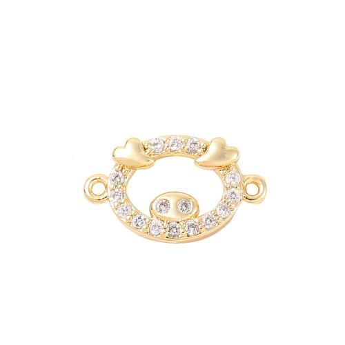 Cubic Zirconia Micro Pave Brass Connector, real gold plated, DIY & micro pave cubic zirconia 