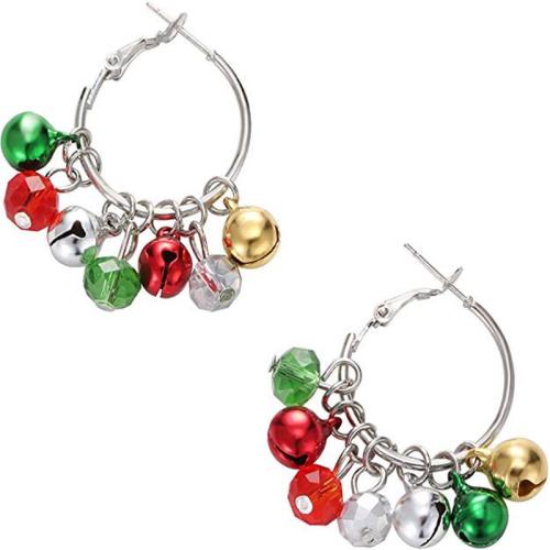 Pendientes Gota de Cristal, aleación de zinc, con Cristal, Diseño de Navidad & Joyería & para mujer, plateado, Vendido por Par