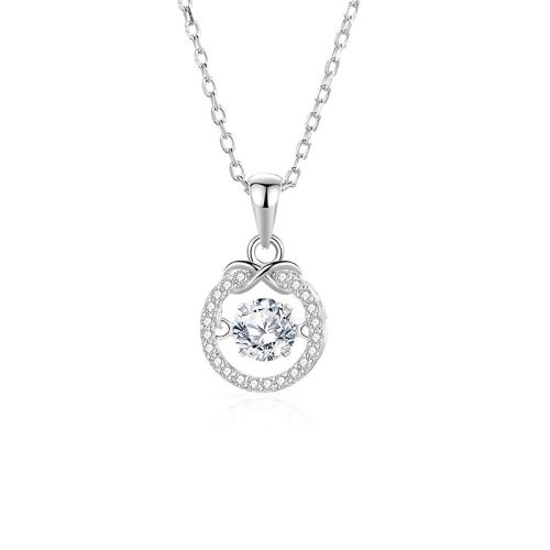 Cubic Zirconia Micro Pave Sterling Silver Necklace, 925 Sterling Silver, with 5cm extender chain, fashion jewelry & micro pave cubic zirconia & for woman Approx 40 cm 