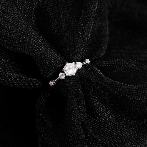 Zircon pavent argent sterling Bague, laiton, bijoux de mode & pavé de micro zircon & pour femme Vendu par PC[