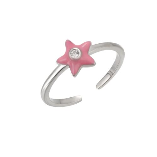 Argent sterling 925 Bague d'orteil, étoile, bijoux de mode & pavé de micro zircon & pour femme & autocollant époxyde, Vendu par PC